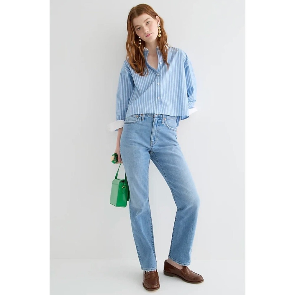 J.Crew Slim Boyfriend Jean Vail Wash Blue Denim High Rise Straight Leg 28 NWT